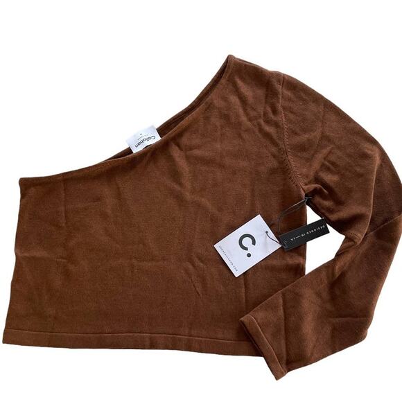 Callahan Sweater Womens Medium‎ Lora Rootbeer Brown One Shoulder Knit Top - Picture 5 of 8